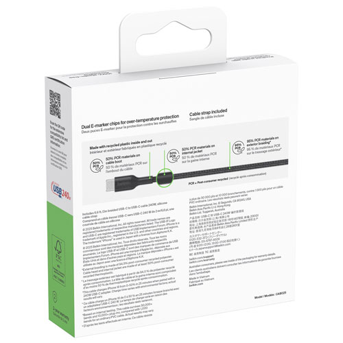 Câble tissé USB-C de 3 m BoostCharge Pro de Belkin - Noir