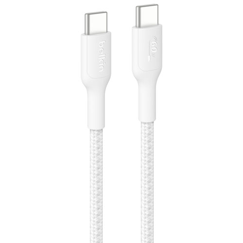Câble tissé USB-C de 1 m BoostCharge Pro de Belkin - Blanc