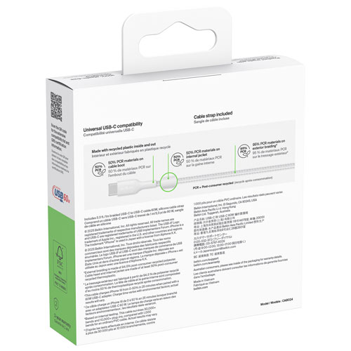 Câble tissé USB-C de 1 m BoostCharge Pro de Belkin - Blanc