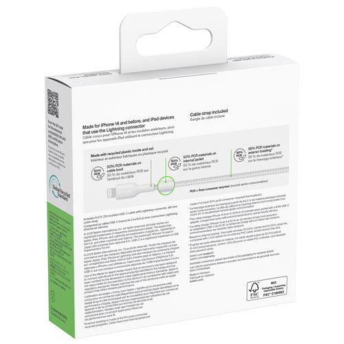 Belkin BoostCharge Pro 1m Braided USB-C/Lightning Cable - White