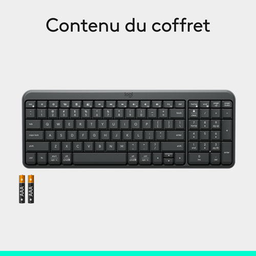 Clavier compact Bluetooth avec pavé numérique K250 de Logitech - Graphite - Anglais