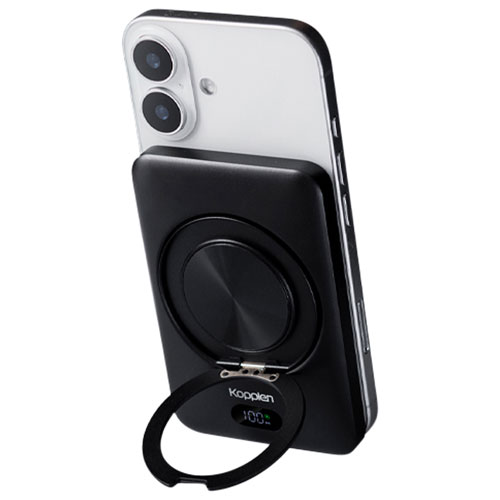 Kopplen 5000 mAh USB-C Power Bank with 15W Wireless Charger & Stand - Black
