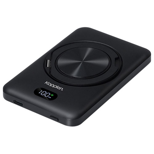 Kopplen 5000 mAh USB-C Power Bank with 15W Wireless Charger & Stand - Black