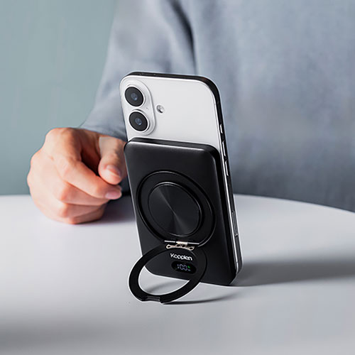 Kopplen 5000 mAh USB-C Power Bank with 15W Wireless Charger & Stand - Black