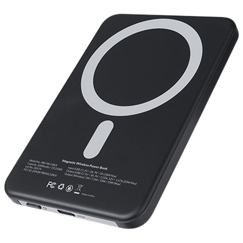Chargeur portable compact USB-C 5000 mAh de Kopplen avec chargeur sans fil de 15 W - Noir