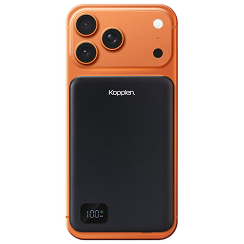 Chargeur portable compact USB-C 5000 mAh de Kopplen avec chargeur sans fil de 15 W - Noir