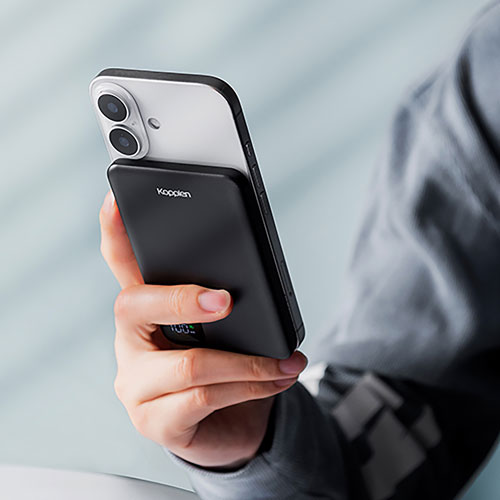 Chargeur portable compact USB-C 5000 mAh de Kopplen avec chargeur sans fil de 15 W - Noir