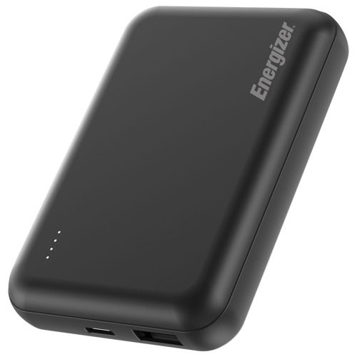 Energizer 5000 mAh USB-C/USB-A Magnetic Qi Wireless Power Bank - Black