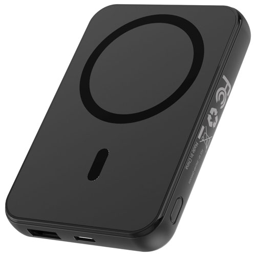 Energizer 5000 mAh USB-C/USB-A Magnetic Qi Wireless Power Bank - Black