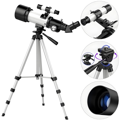 MYACUC  Telescope, 70MM Telescope Refracting \w Phone Adapter for Adults, Astronomy Beginners, With Multilayer Broadband Coating, Adjustable Tripod And
