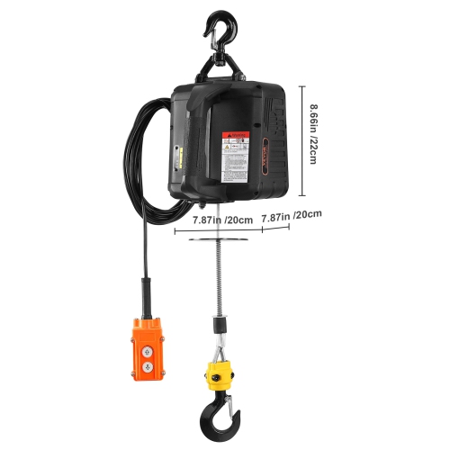 VEVOR 2-in-1 Electric Hoist Winch, 1100 lbs Lift Capacity, 1500W Portable Power Winch Crane, 22.9 ft Lifting Height, 13 ft/min with Wired Remote