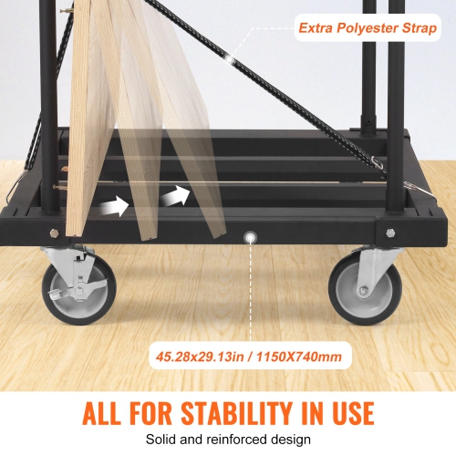 VEVOR 1800 LBS Drywall Cart, Panel Dolly Cart with 45.28" x 29.13" Deck and 5" Swivel Wheels, Heavy-Duty Drywall Sheet Cart, Handling Wall Panel,
