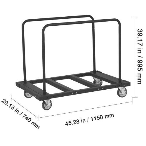 VEVOR 1800 LBS Drywall Cart, Panel Dolly Cart with 45.28" x 29.13" Deck and 5" Swivel Wheels, Heavy-Duty Drywall Sheet Cart, Handling Wall Panel,