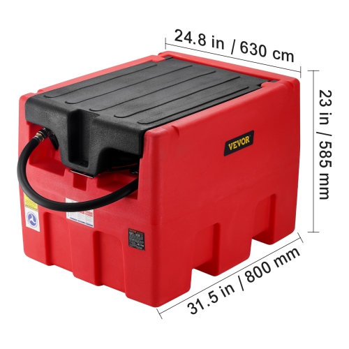 VEVOR 48 Gallon Portable Diesel & Gasoline Tank, 10.6GPM Flow Rate, Diesel Fuel Tank with 12V Electric Transfer Pump, 13.1ft Hose, Auto Fueling