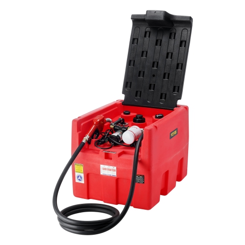 VEVOR 48 Gallon Portable Diesel & Gasoline Tank, 10.6GPM Flow Rate, Diesel Fuel Tank with 12V Electric Transfer Pump, 13.1ft Hose, Auto Fueling