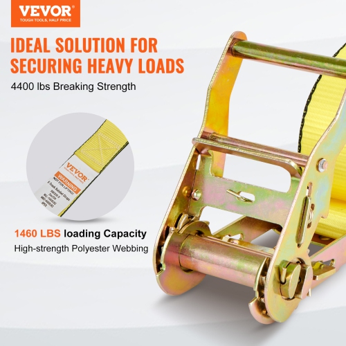 VEVOR 8PK Securing Straps, 4400 lb Tensile Capacity, E-Track Continuous Ratchet with 8 Superior 2" x 15' Straps, Robust Design, Ideal for