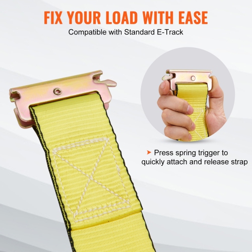 VEVOR 8PK Securing Straps, 4400 lb Tensile Capacity, E-Track Continuous Ratchet with 8 Superior 2" x 15' Straps, Robust Design, Ideal for