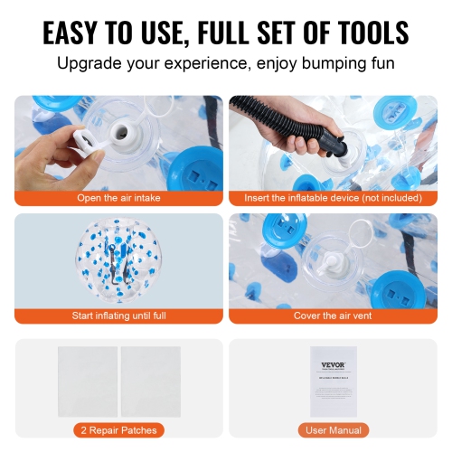 VEVOR 2-Pack Inflatable Bumper Balls, 4FT/1.2M Body Sumo Zorb Balls for Teen & Adult, 0.8mm Thick PVC Human Hamster Bubble Balls for Outdoor Team