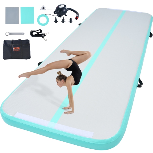 VEVOR 4 inch Thickness Gymnastics Air Mat, Inflatable Gymnastics Tumbling Mat, Tumble Track with Electric Pump, Training Mats for Home