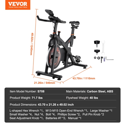 VEVOR Exercise Bike, Adjustable Magnetic Resistance Stationary Bike, Indoor Cycling Bike for Home Cardio, Workout Bike with Silent Belt Drive,