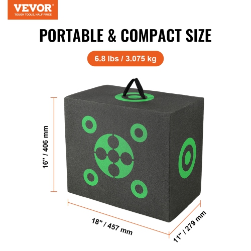 VEVOR 16"x18" Archery Target, All-side Shotting Archery Arrow Target, Outdoor Portable Archery Target with Carry Handle, Easy Arrow Removal, Great