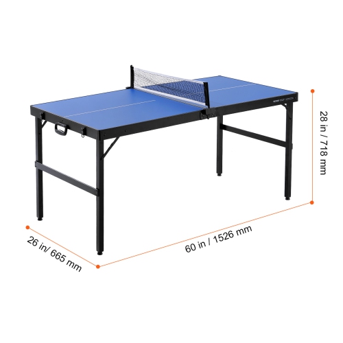 VEVOR 3 Balls Ping Pong Table, Mid-Size Table Tennis Game, Indoor MDF Table Tennis Table, Foldable Portable Complete Ping Pong Table Set with Net, 2