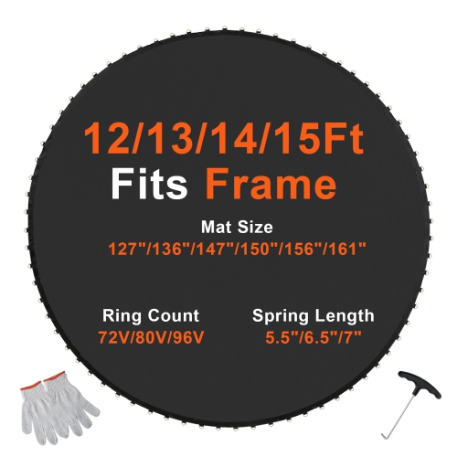 VEVOR 15ft Replacement Trampoline Mat, Universal Jumping Mat for 15ft Round Trampoline, Reinforce UV-Resistant Mat with Spring Tool & Durable