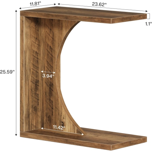Tribesigns C-Shaped End Table, C Table for Sofa, Small Over Couch Tray, Side Table