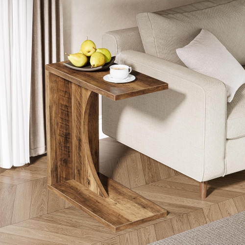 Tribesigns C-Shaped End Table, C Table for Sofa, Small Over Couch Tray, Side Table