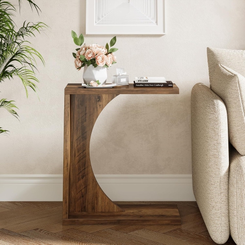 Tribesigns C-Shaped End Table, C Table for Sofa, Small Over Couch Tray, Side Table