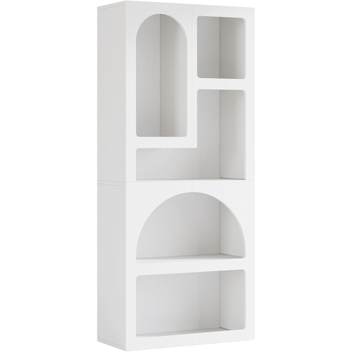 Tribesigns 70.87" Tall Geometric Bookshelf, White Arched Bookcase with 5 Irregular Storage Shelves