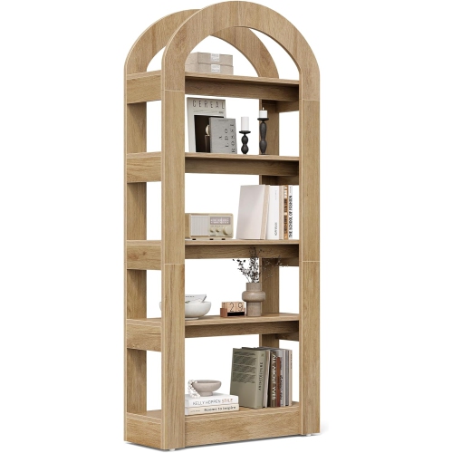 Tribesigns 5-Tier Bookshelf, Arch-Shaped Racks, Tall Standing Wooden Bookcase