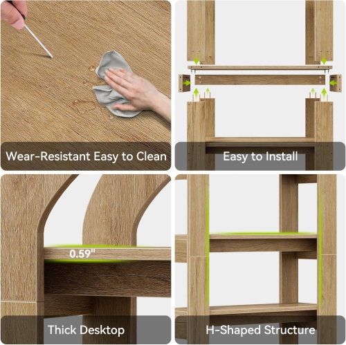 Tribesigns 5-Tier Bookshelf, Arch-Shaped Racks, Tall Standing Wooden Bookcase