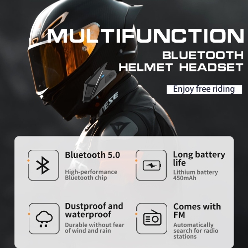 Motorcycle Helmet Headphone Waterproof Bluetooth Headset Call Music Riding Wireless Helmet Headset