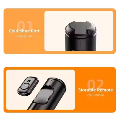 Jumping stick, selfie stick, Bluetooth selfie stick, anti-shake retractable mobile phone tripod, three-in-one live camera stand, black 1.8 meters,