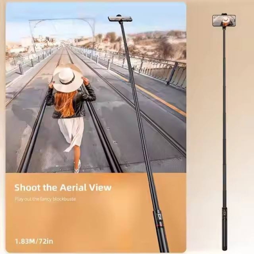 Jumping stick, selfie stick, Bluetooth selfie stick, anti-shake retractable mobile phone tripod, three-in-one live camera stand, black 1.8 meters,