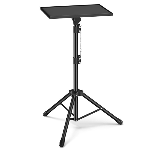 Projector stand, floor tripod, foldable and retractable portable tray bedside laptop stand, 3-section split tray, black