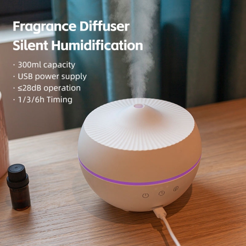 300ML Large Capacity Large Fog Humidifier, Home Quiet Bedroom Ultrasonic Aromatherapy Machine USB, Humidifier Fragrance Diffuser, White