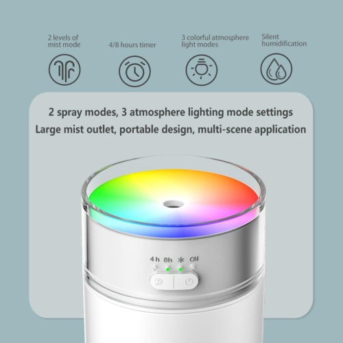 New colorful cup humidifier, large fog volume, timed horse racing atmosphere light, car-mounted household large capacity humidifier, USB