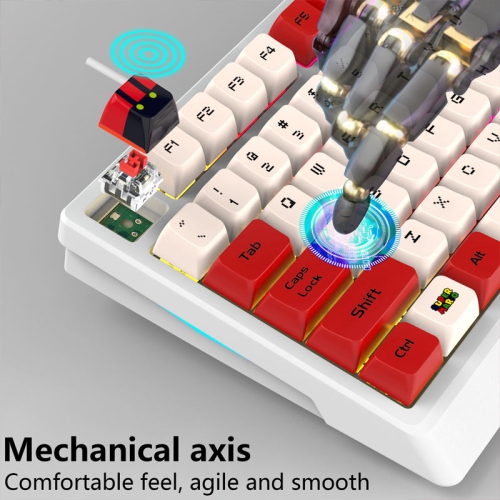 K98 true mechanical keyboard, blue axis red axis wired two-color injection sublimation keycaps, gaming peripherals, 40 white Mario