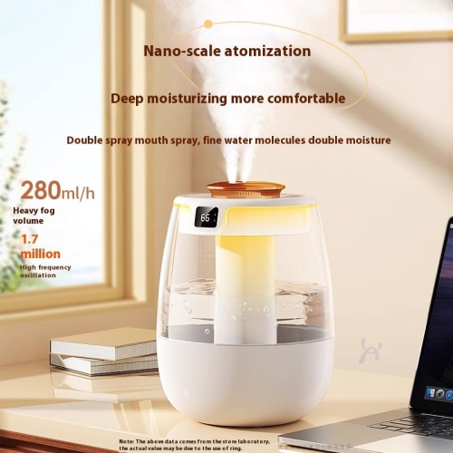Humidifier large spray, small bedroom home desktop USB air humidifier, home use, humidity digital display, white double spray, UV germicidal lamp