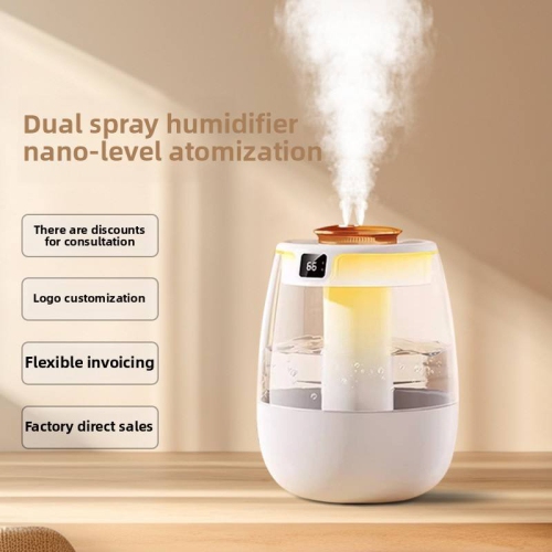 Humidifier large spray, small bedroom home desktop USB air humidifier, home use, humidity digital display, white double spray, UV germicidal lamp