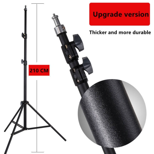 2.1m mobile phone stand, telescopic light stand for live photography, level tripod, floor-standing shooting fill light stand, black