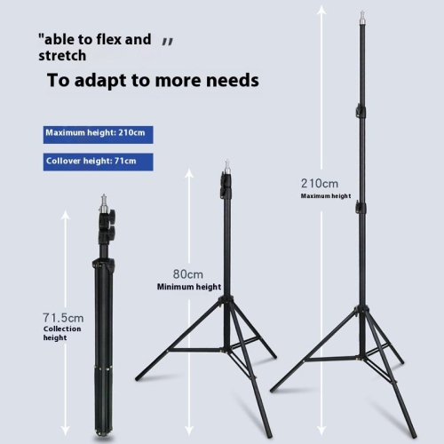 Photography tripod, selfie live broadcast floor tripod, 2.1m thermometer light stand, thickened light stand, 10-inch fill light, storage bag,