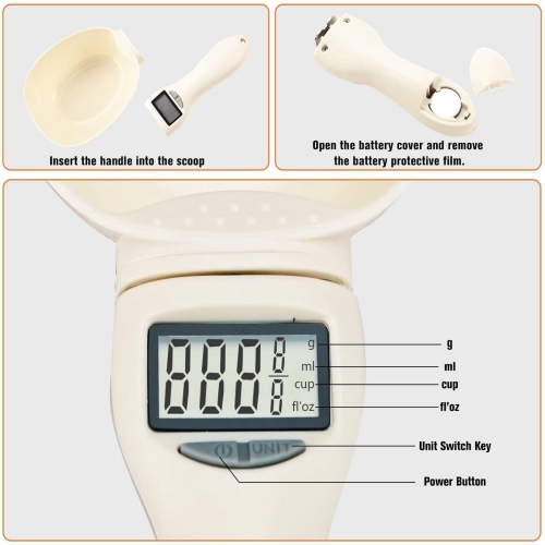 Food Measuring Scoop Scale Digital Measuring Spoon, Electronic Measuring Scoop, Kitchen Scale Weighing Spoon with LCD Screen Display for Home Kitchen