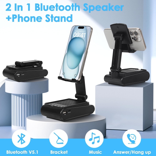 Cell Phone Stand with Wireless Bluetooth Speaker,Portable Mobile Phone Holder Speaker for Party Camping
