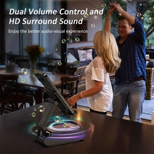 Cell Phone Stand with Wireless Bluetooth Speaker,Portable Mobile Phone Holder Speaker for Party Camping