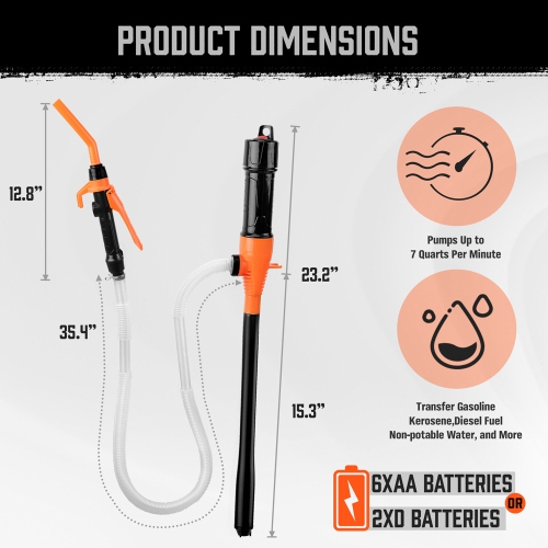 Pompe électrique de transfert de carburant alimentée par batterie pour pompe à essence de voiture de motocyclette avec buse de contrôle de débit,