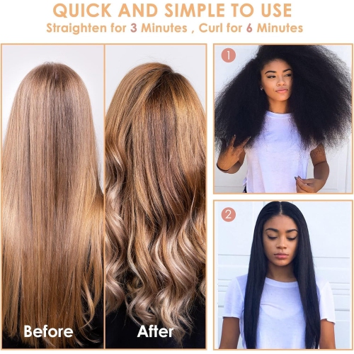 Fer plat Peigne chauffant électrique Brosse lissante permanente Peigne à friser permanent - Noir