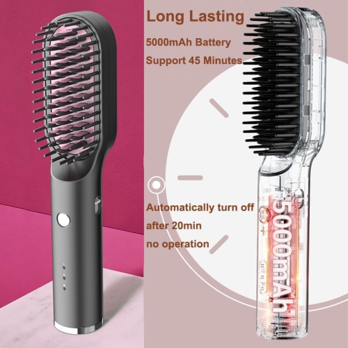 Portable Cordless Hair Straightening Brush Anti-Scald Travel Curler Styler USB Charging Hair Straightener Comb